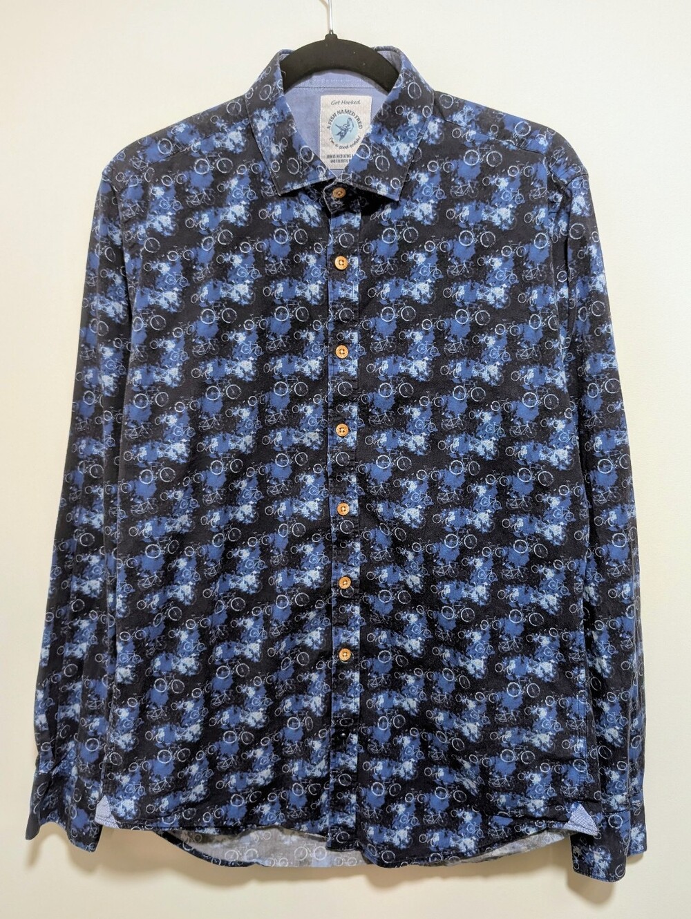 A Fish Named Fred | Bicycle All Over Print Button Down In Blue
